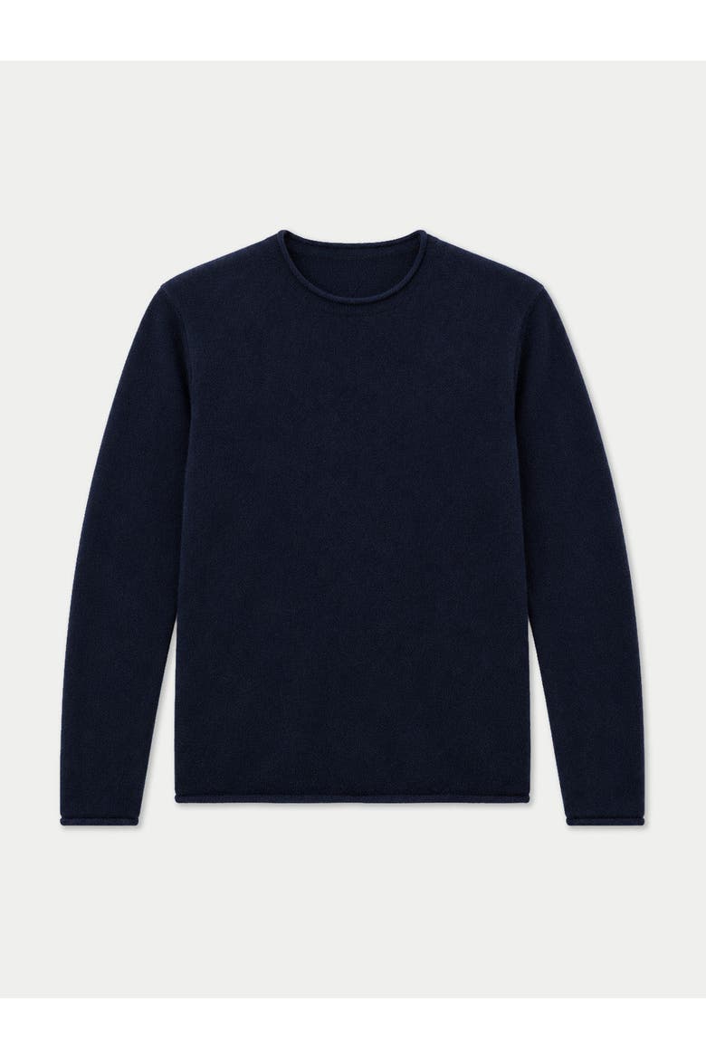 Cashmere Rolled-edge Crewneck Sweater, Main, color, navy blazer