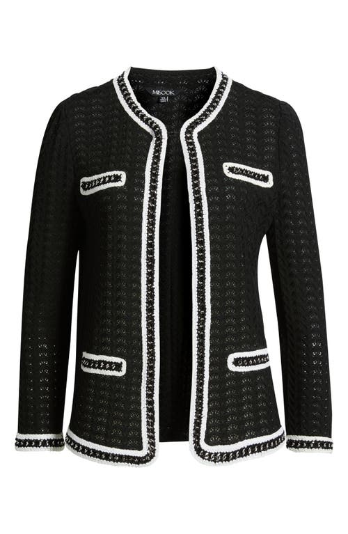 Misook Heritage Chain Trim Pointelle Knit Jacket