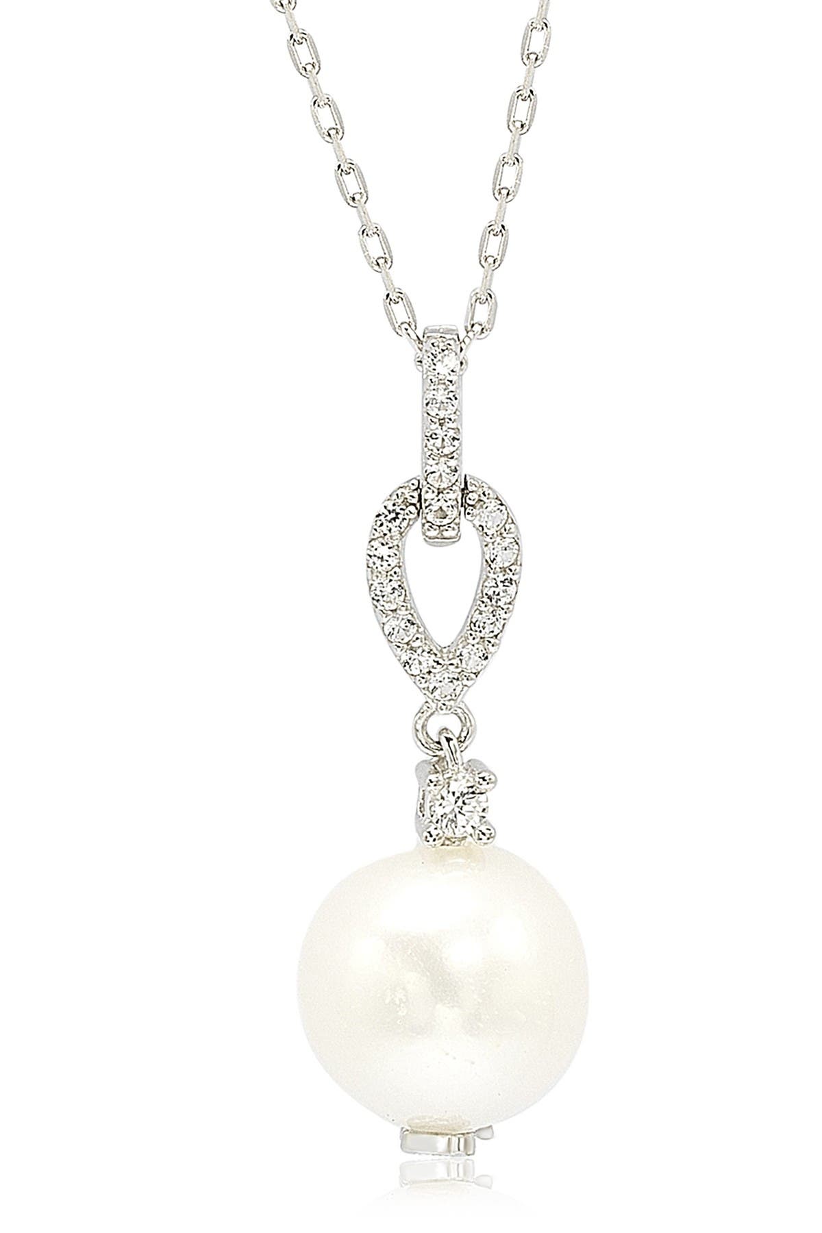 SUZY LEVIAN Sterling Silver 10mm Freshwater Pearl & Created Sapphire Pendant