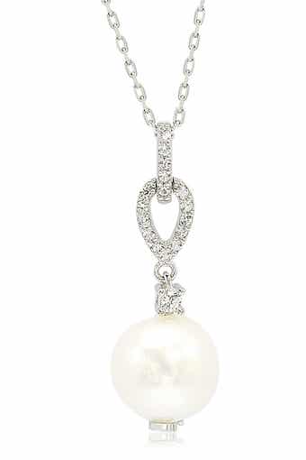 SUZY LEVIAN Sterling Silver 10mm Freshwater Pearl & Created Sapphire Pendant