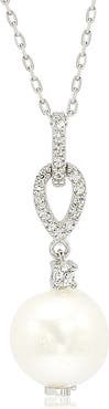 SUZY LEVIAN Sterling Silver 10mm Freshwater Pearl & Created Sapphire Pendant
