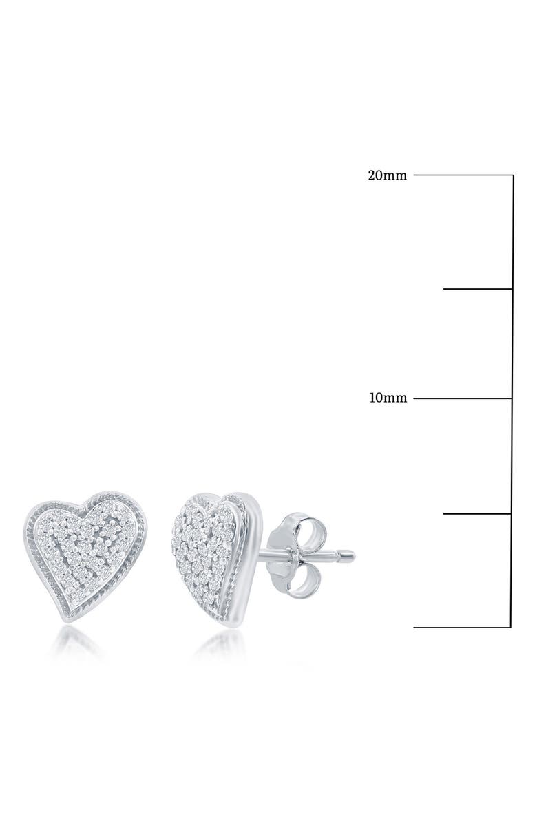 SIMONA Sterling Silver Heart Diamond Stud Earrings - 0.09ct., Alternate, color, Silver