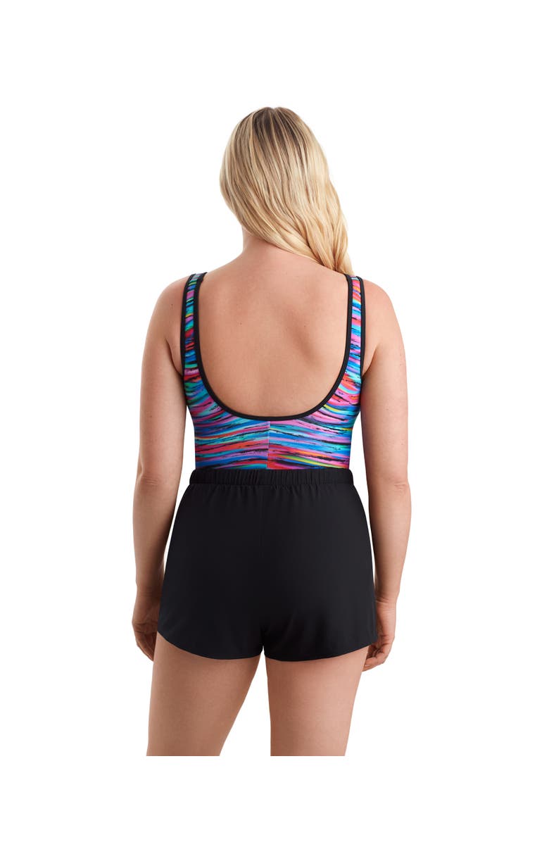 ShapeSolver Sport Binded Scoopneck Runaround Chlorine Resistant One-Piece Swimsuit, Alternate, color, Tidal Wave