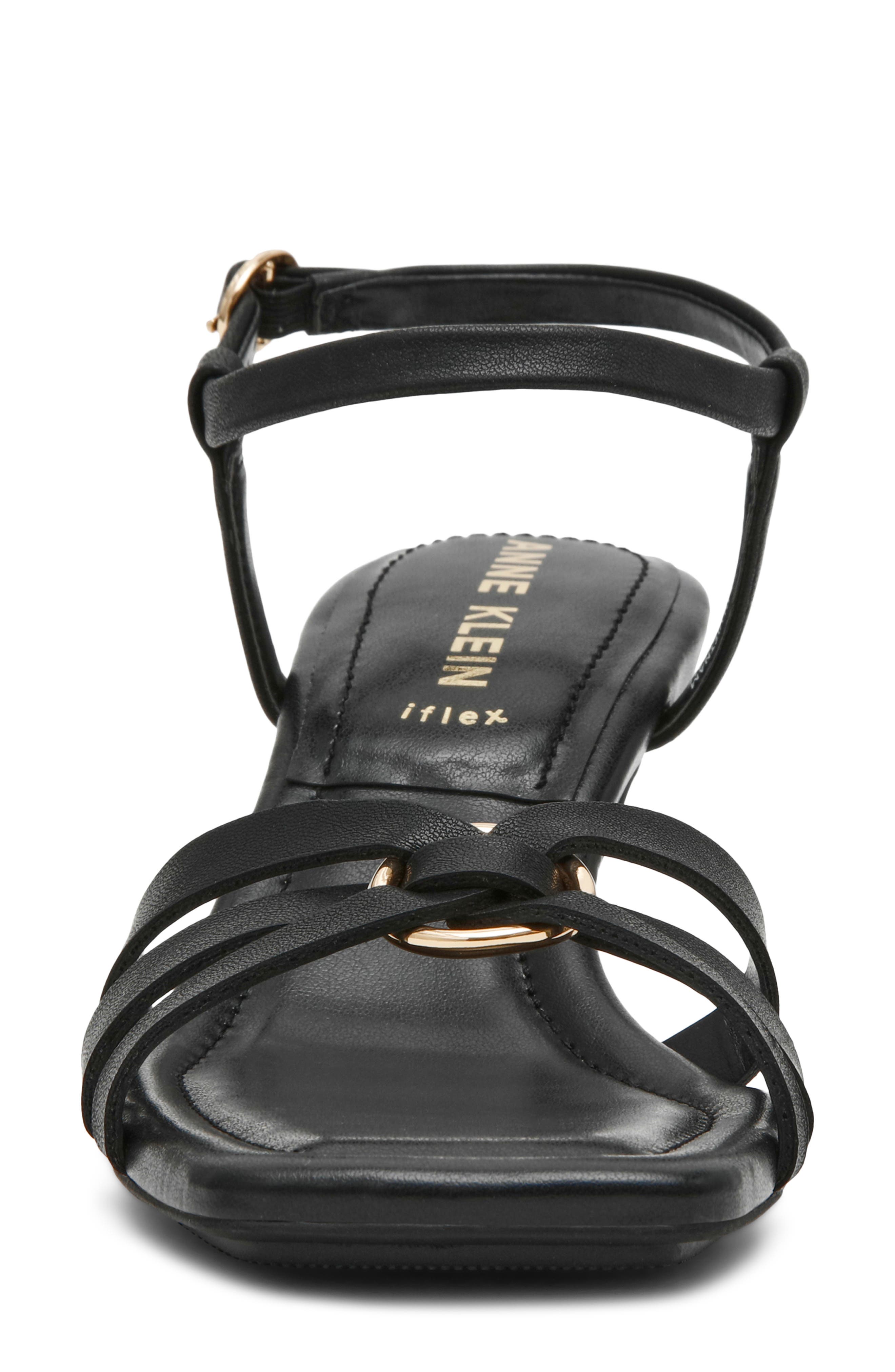 Anne Klein Jazlyn Ankle Strap Sandal, Alternate, color, Black Pu