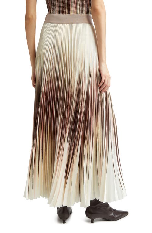 Herno Pleated A-line Midi Skirt With Ombre Abstract Print In Brown