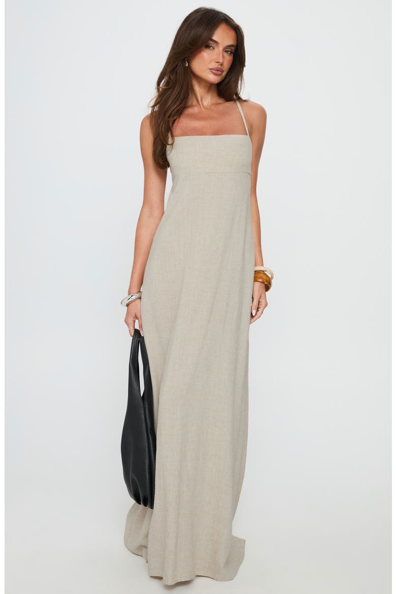Solie Tie Back Maxi Dress, Alternate, color, NATURAL