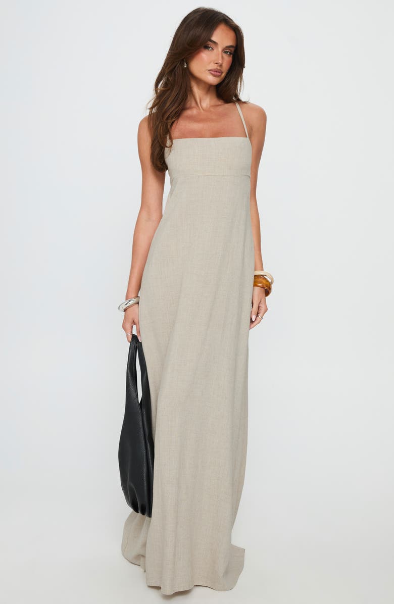 Princess Polly Solie Tie Back Maxi Dress, Alternate, color, Natural