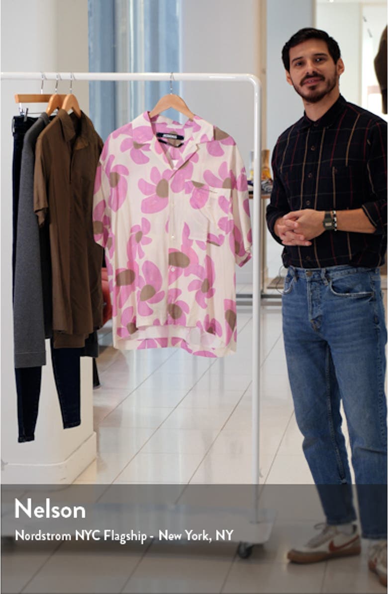 La Chemise Jean Painted Flower Bowling Shirt, sales video thumbnail