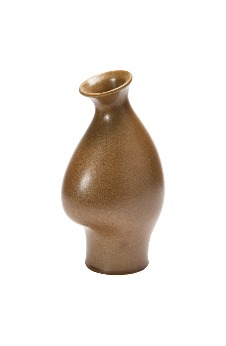 Storied Home Stoneware Organic Shaped Vase, Speckled Reactive Glaze, Main, color, Brown