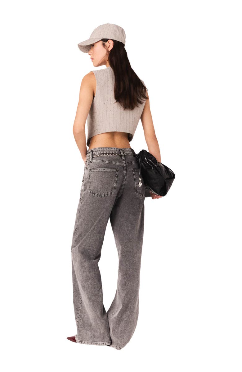 maje Rhinestone tailored vest, Alternate, color, Light Grey