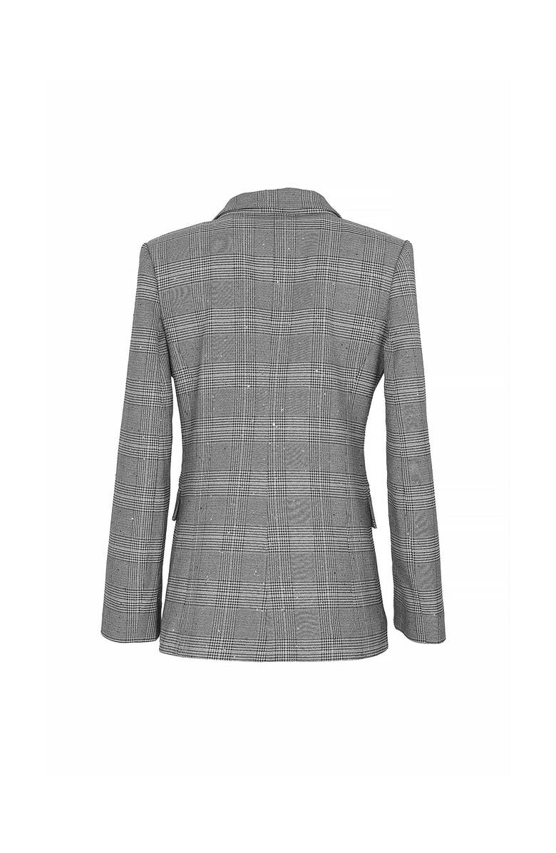 THEO The Label Eudora Split Sleeve Sequined Prince Of Wales Jacket, Alternate, color, Black