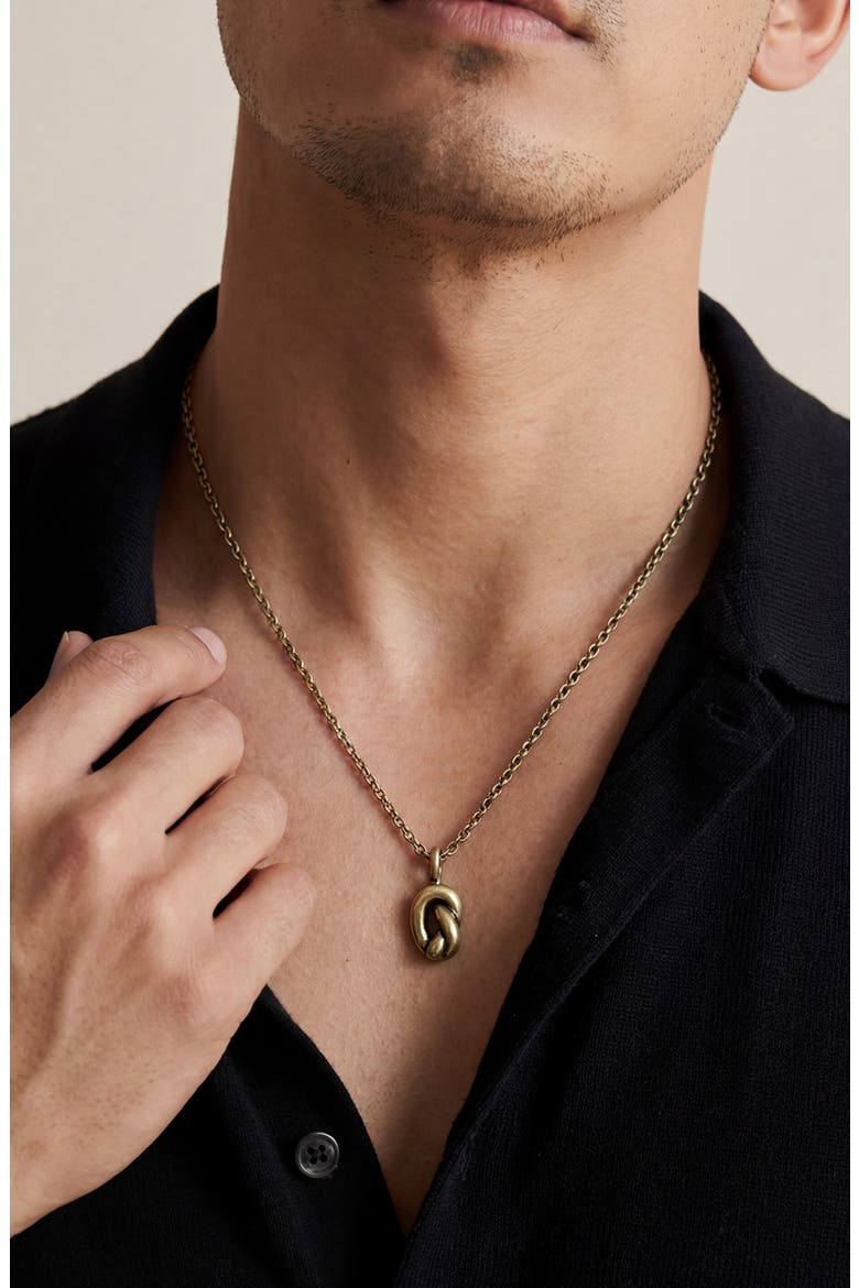 Men's Knotted Pendant Necklace, Alternate, color, BRASS