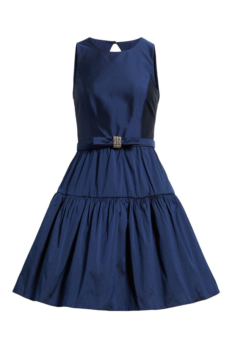 Ruffle Skirt Sleeveless Cocktail Dress, Alternate, color, NAVY