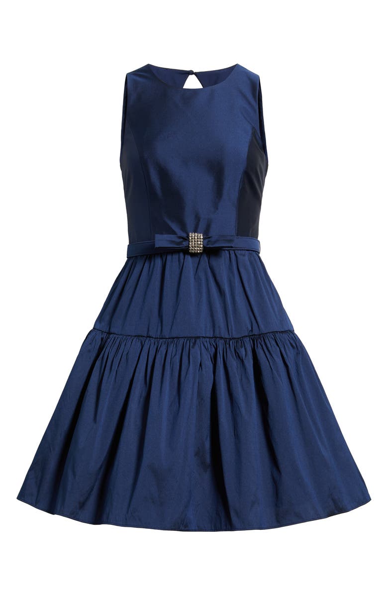 Eliza J Ruffle Skirt Sleeveless Cocktail Dress, Alternate, color, Navy