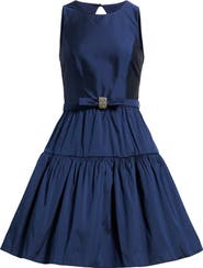 Eliza J Ruffle Skirt Sleeveless Cocktail Dress