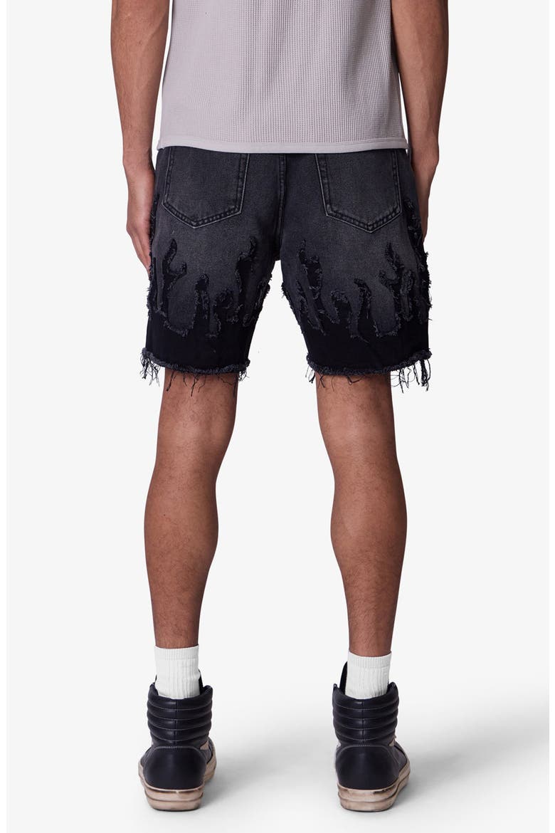 Flame Denim Shorts, Alternate, color, WASHED BLACK