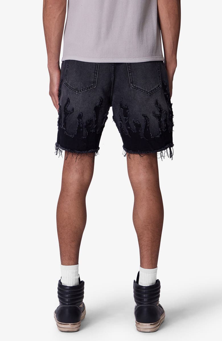 mnml Flame Denim Shorts, Alternate, color, Washed Black