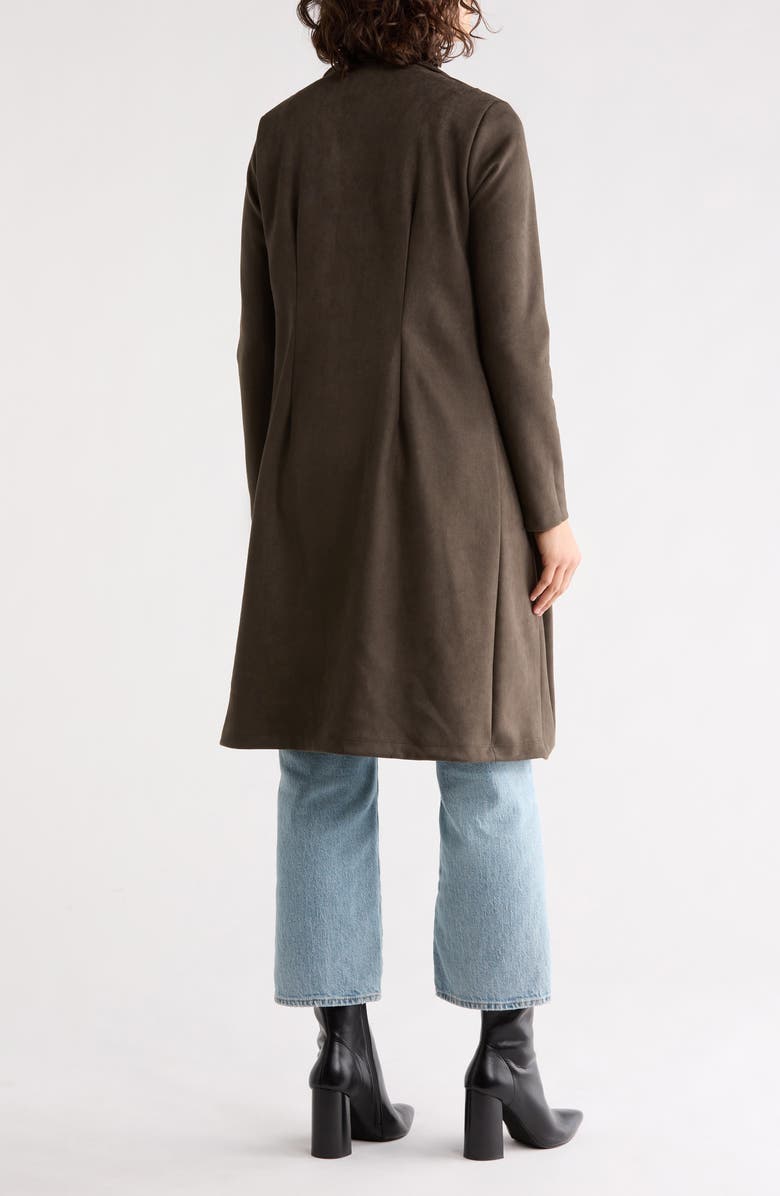 Renee C Faux Suede Longline Coat, Alternate, color, Olive