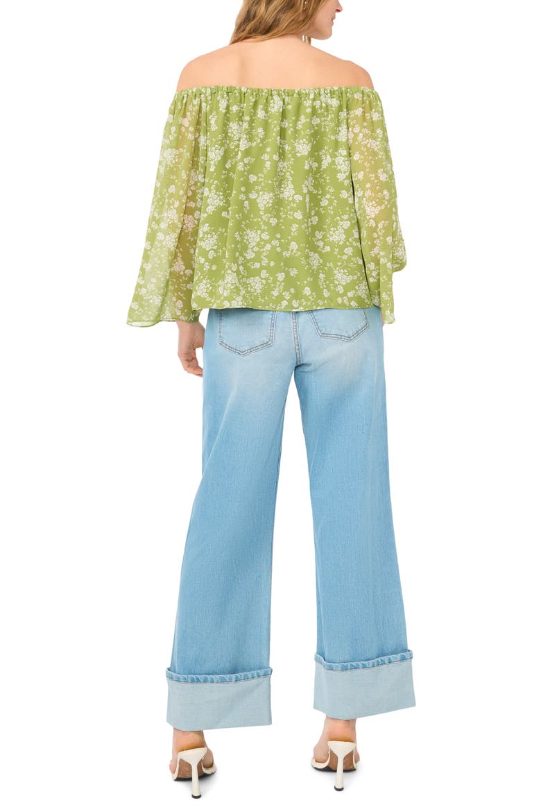 Print Off the Shoulder Top, Alternate, color, GRASSHOPPER GREEN