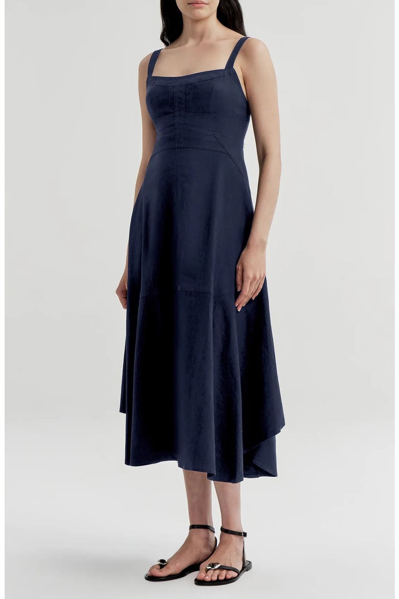 Harlow Linen Blend Dress, Main, color, NAVY
