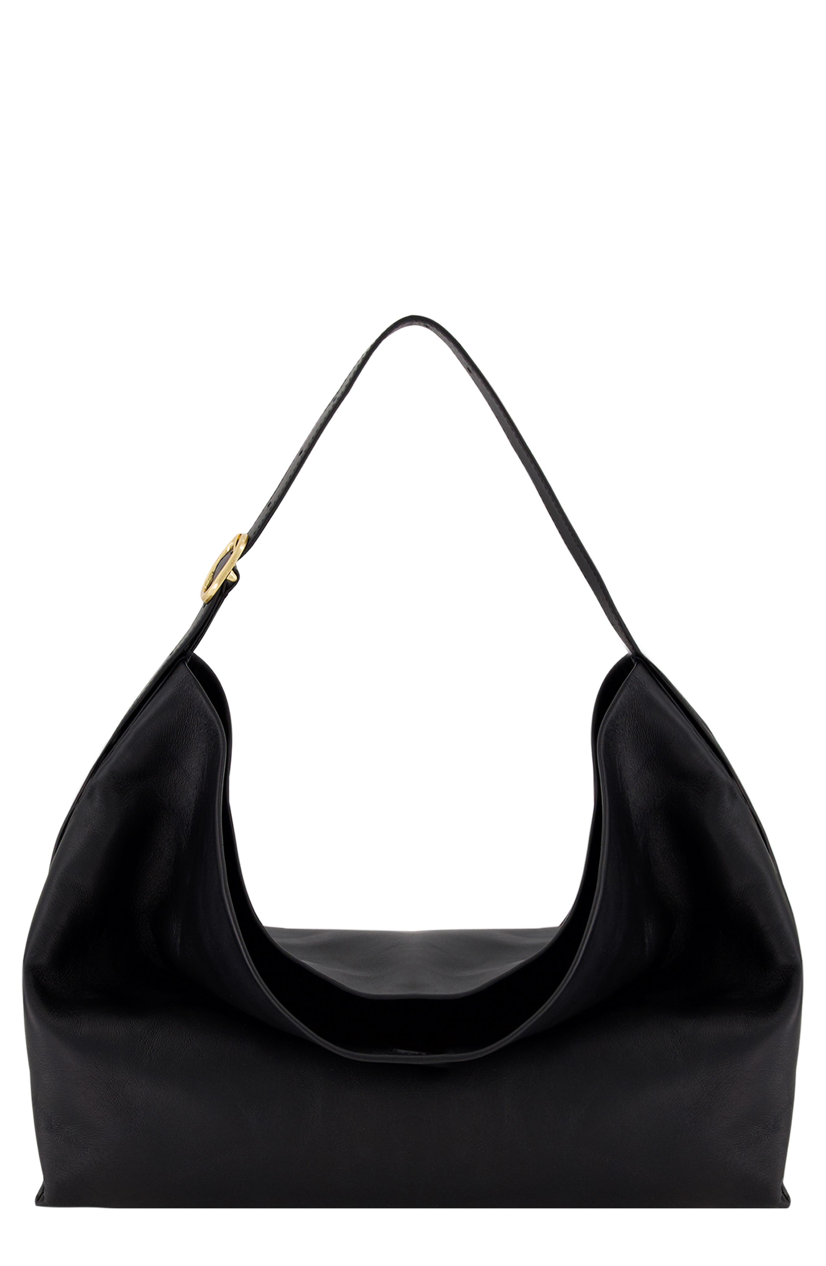 Vince Large Plonge Vivian Leather Hobo Bag, Main, color, Black