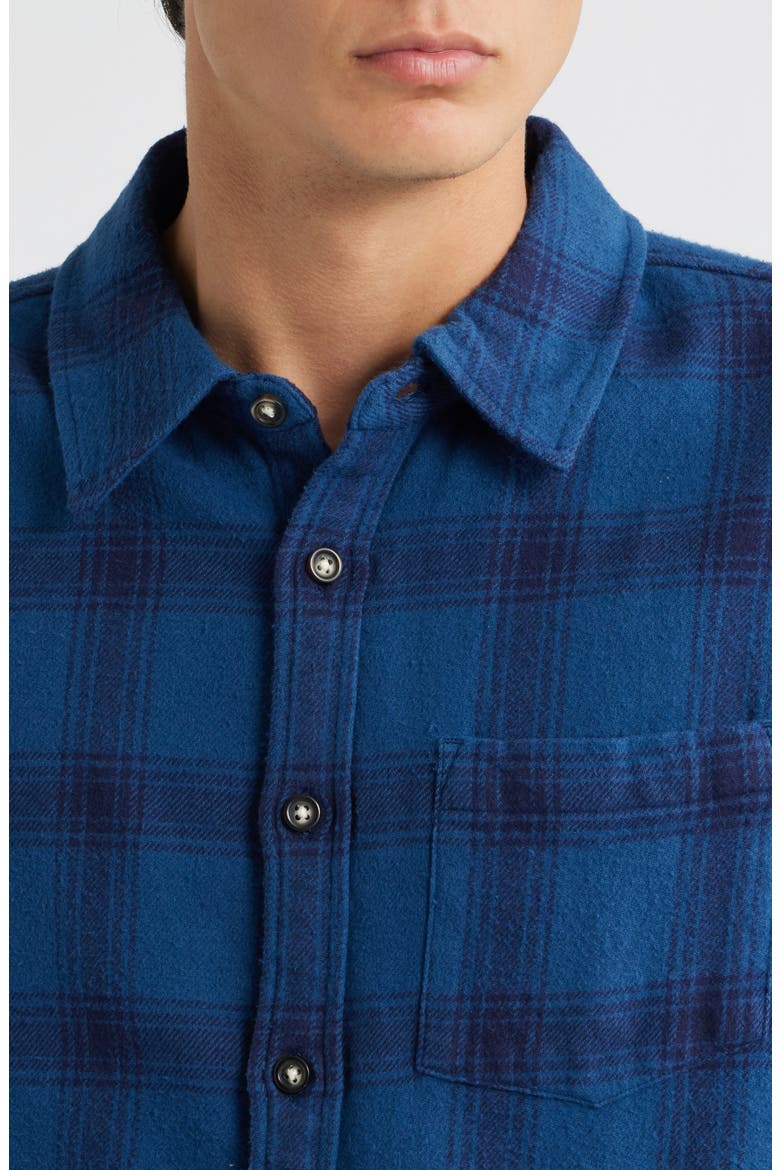 Appalachian Plaid Cotton Flannel Button-Up Shirt, Alternate, color, NAVY