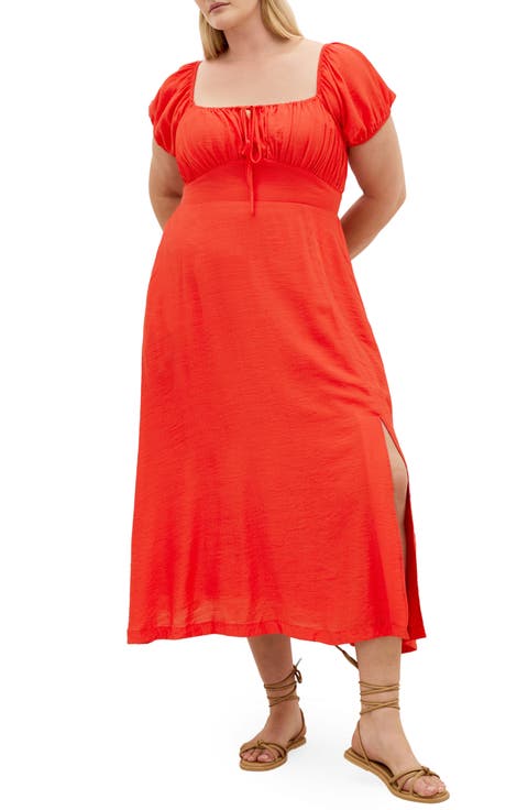 Abbigail Midi Peasant Dress (Plus)