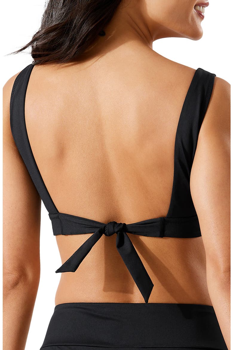 Palm V-Neck Swim Top, Alternate, color, BLACK