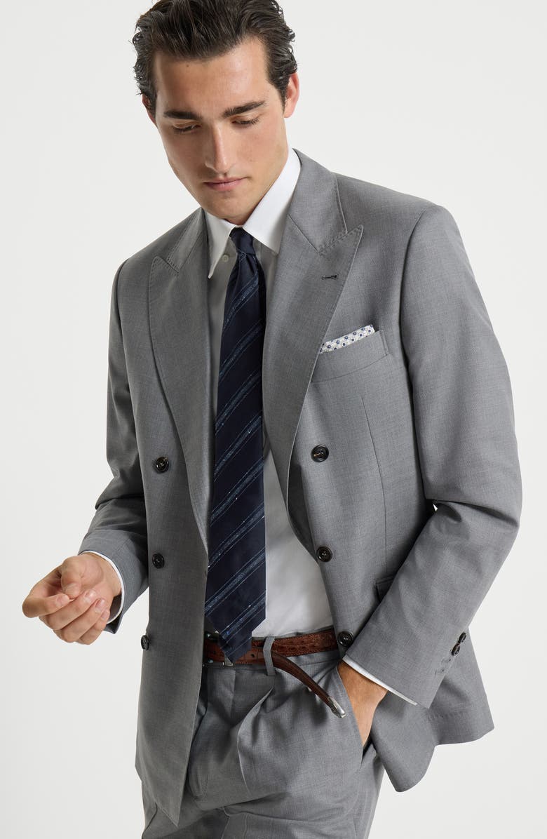 Brunello Cucinelli Hopsack blazer, Alternate, color, Grey