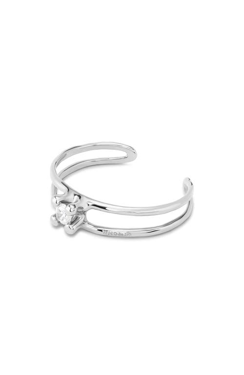 Unode50 Rigid Semi-open 18k Gold-plated Bracelet With Central Crystal In Silver