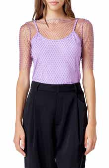 Embellished Mesh Top