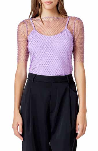 Embellished Mesh Top