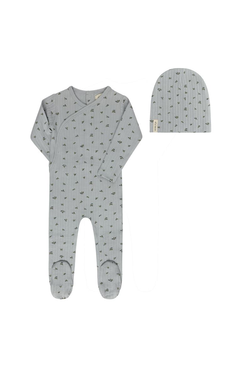 Floral Pointelle Collection - Footie and Beanie, Main, color, Blue
