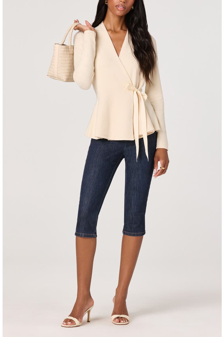 Dayna Peplum Wrap Top, Alternate, color, VANILLA