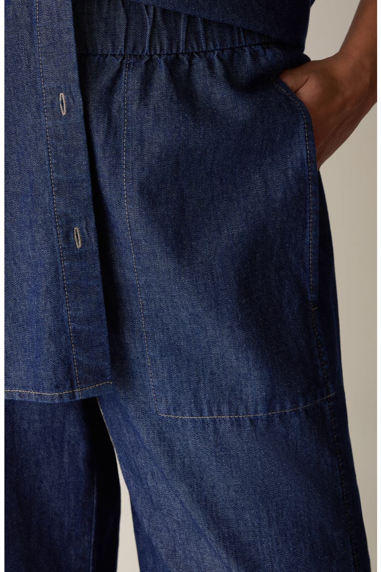 High Waist Ankle Wide Leg Organic Cotton Denim Pants, Alternate, color, DARK INDIGO