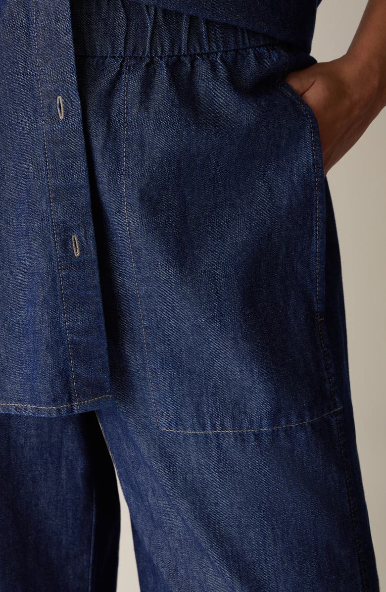 Eileen Fisher High Waist Ankle Wide Leg Organic Cotton Denim Pants, Alternate, color, Dark Indigo