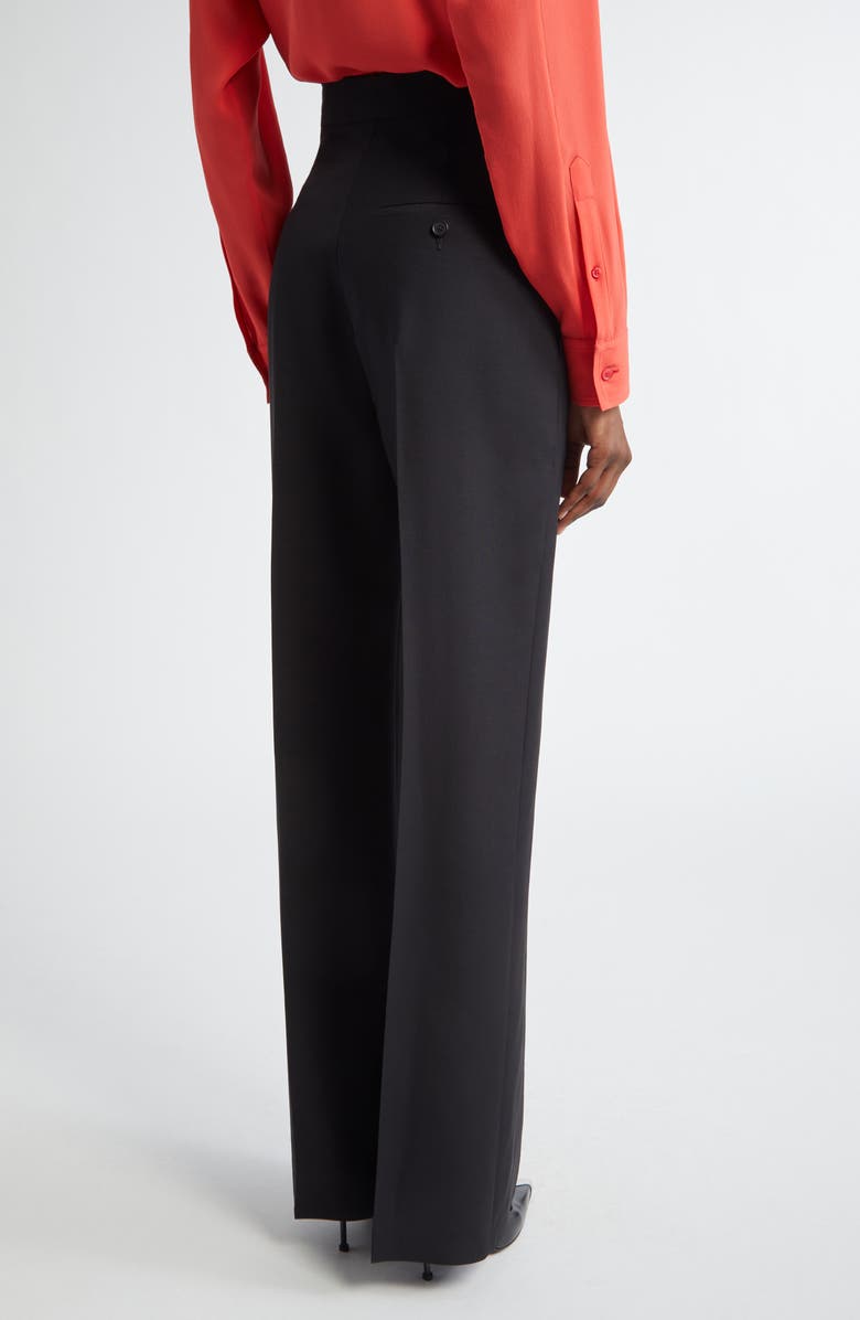 McQueen Creased High Waist Wide Leg Wool Trousers, Alternate, color,
