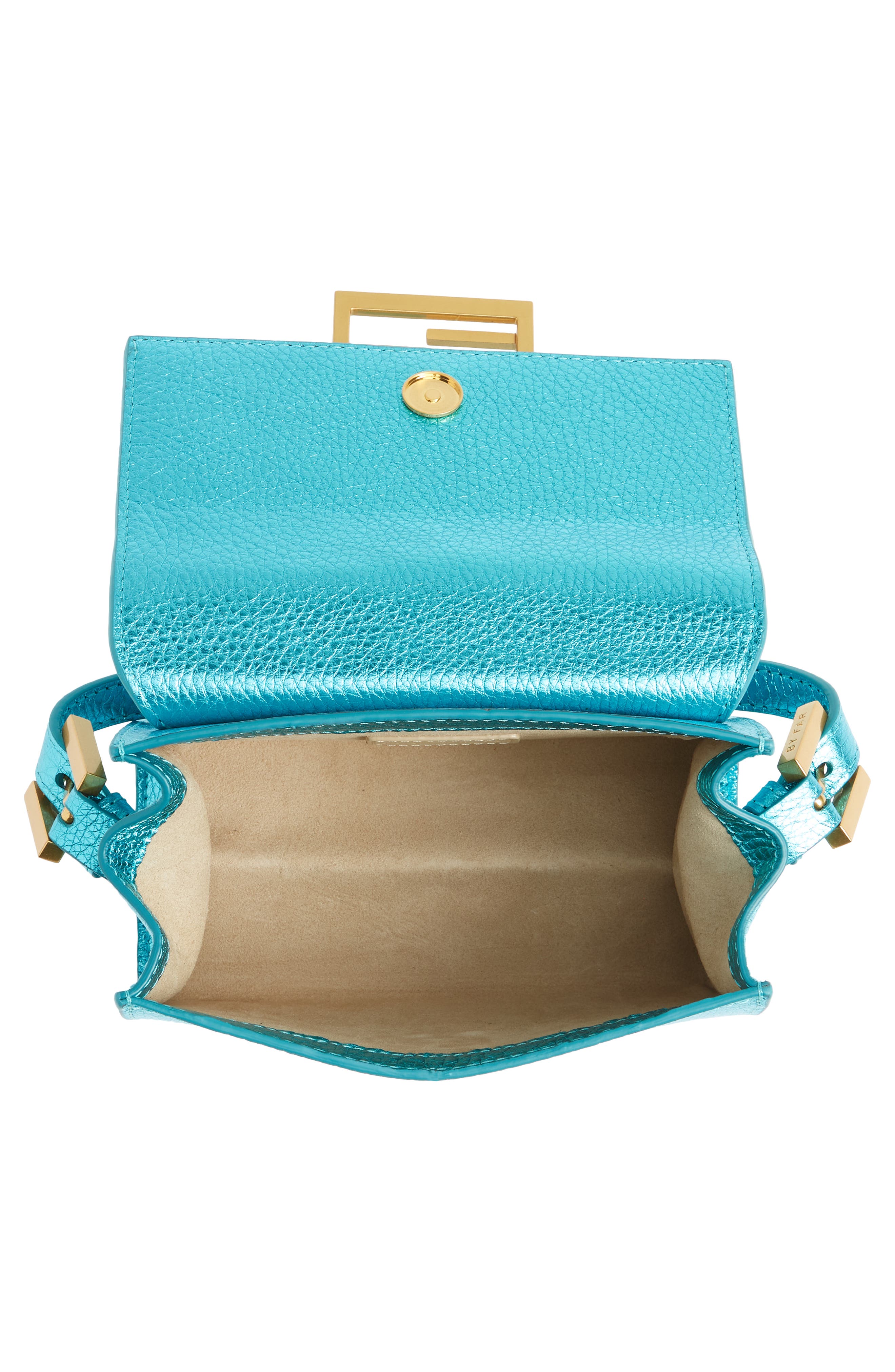 By Far Fran Metallic Leather Top Handle Bag, Alternate, color, 