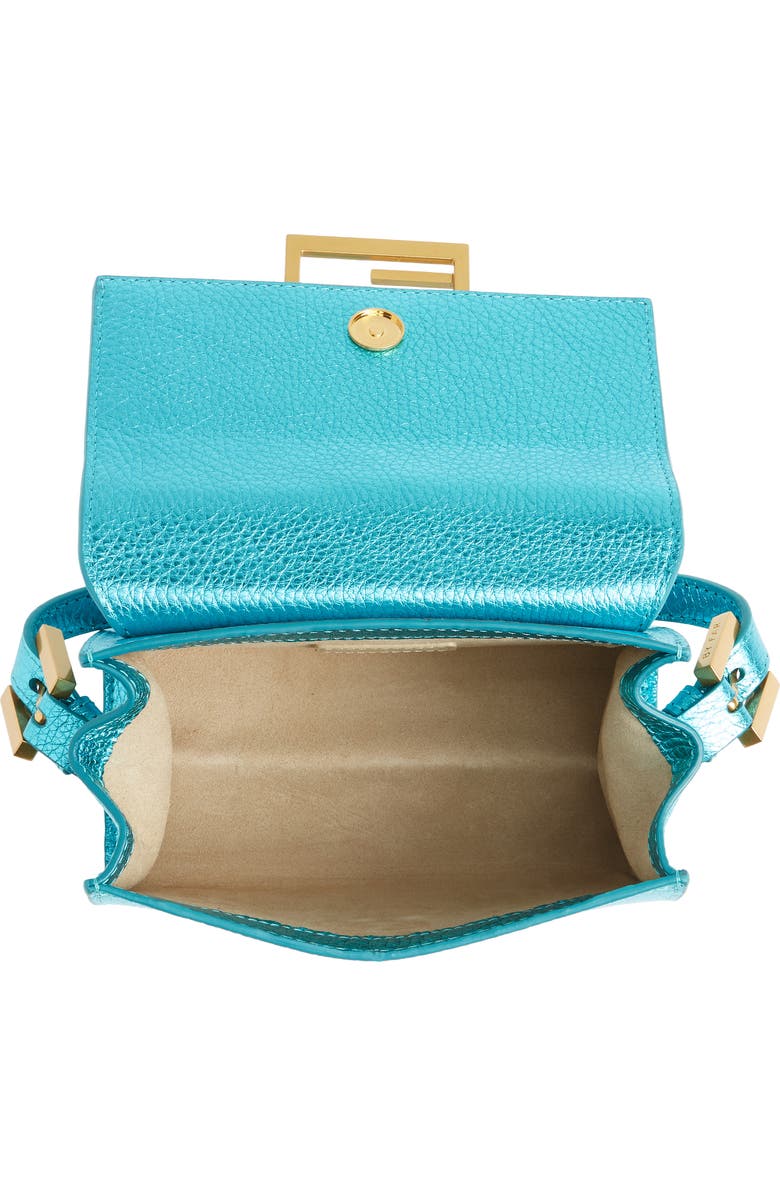 By Far Fran Metallic Leather Top Handle Bag, Alternate, color,