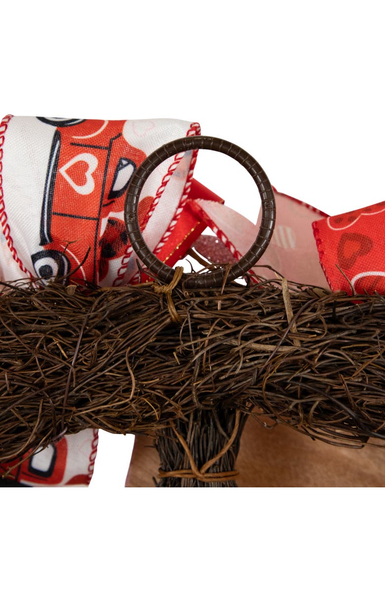Northlight Ribbon and Twig Valentine
s Day Wreath - 17", Alternate, color, Red