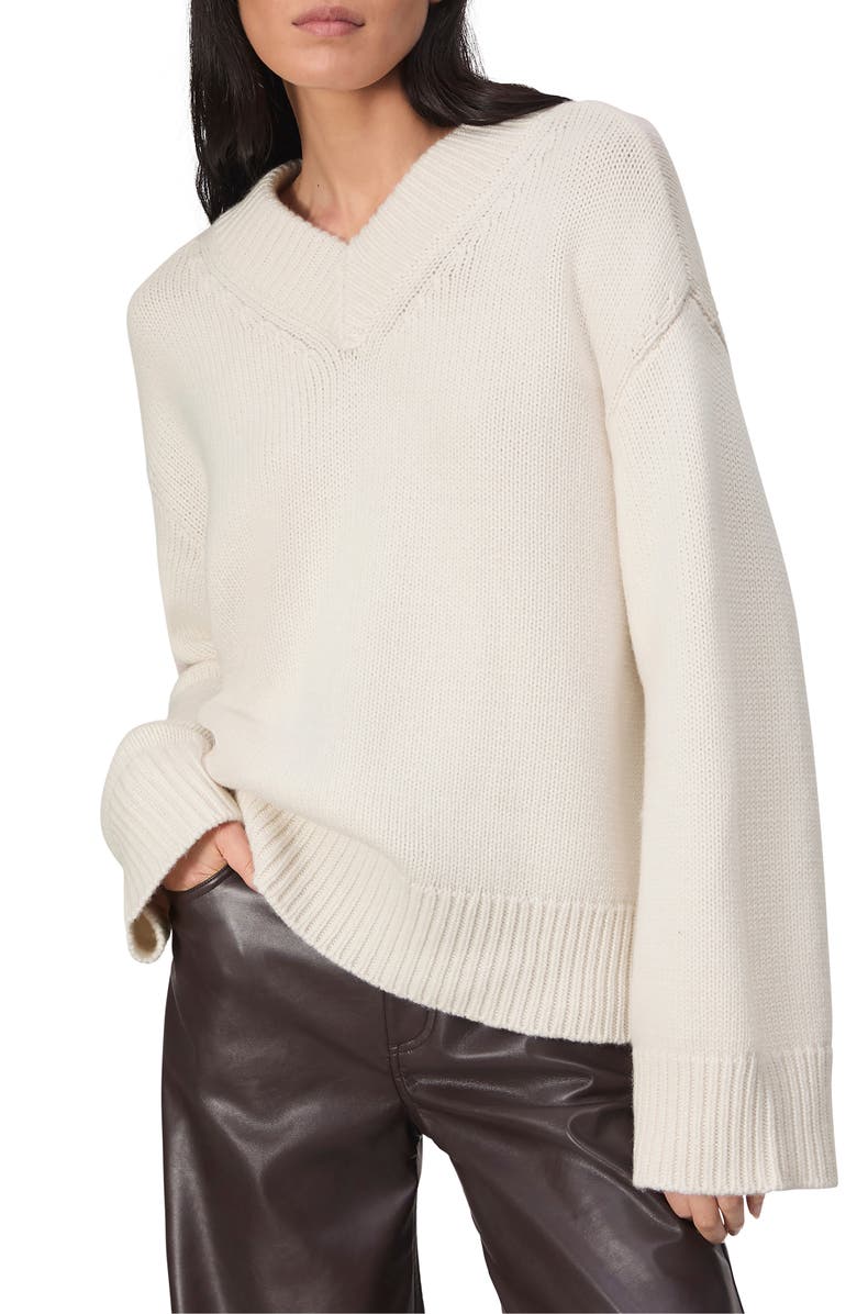 rag & bone Danica Wool & Cashmere V-Neck Sweater, Main, color, Ivory