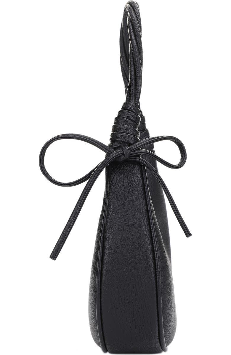 Mali + Lili Brianna Soft Bow Faux Leather Crescent Shoulder Bag, Alternate, color, Black