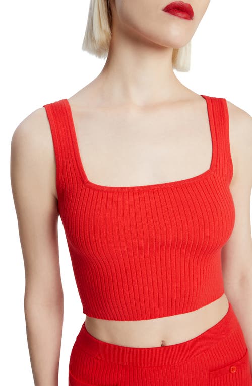 Bardot Sarita Crop Rib Tank In Deep Red