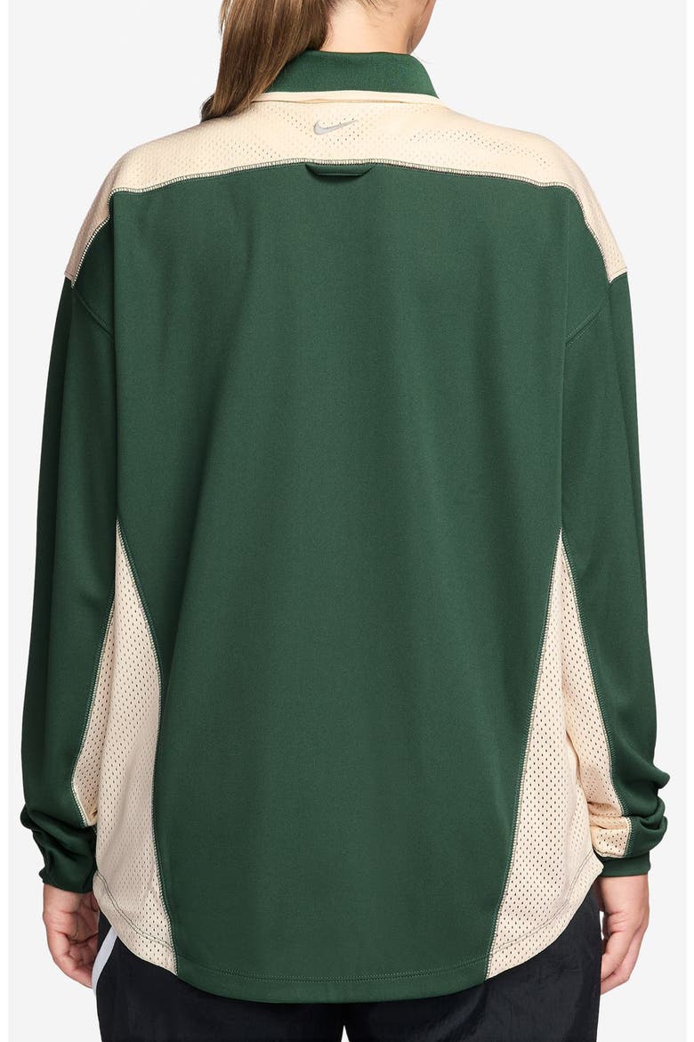 Sportswear Oversize Long Sleeve Jersey Button-Up Shirt, Alternate, color, 324 FIR/CHALK
