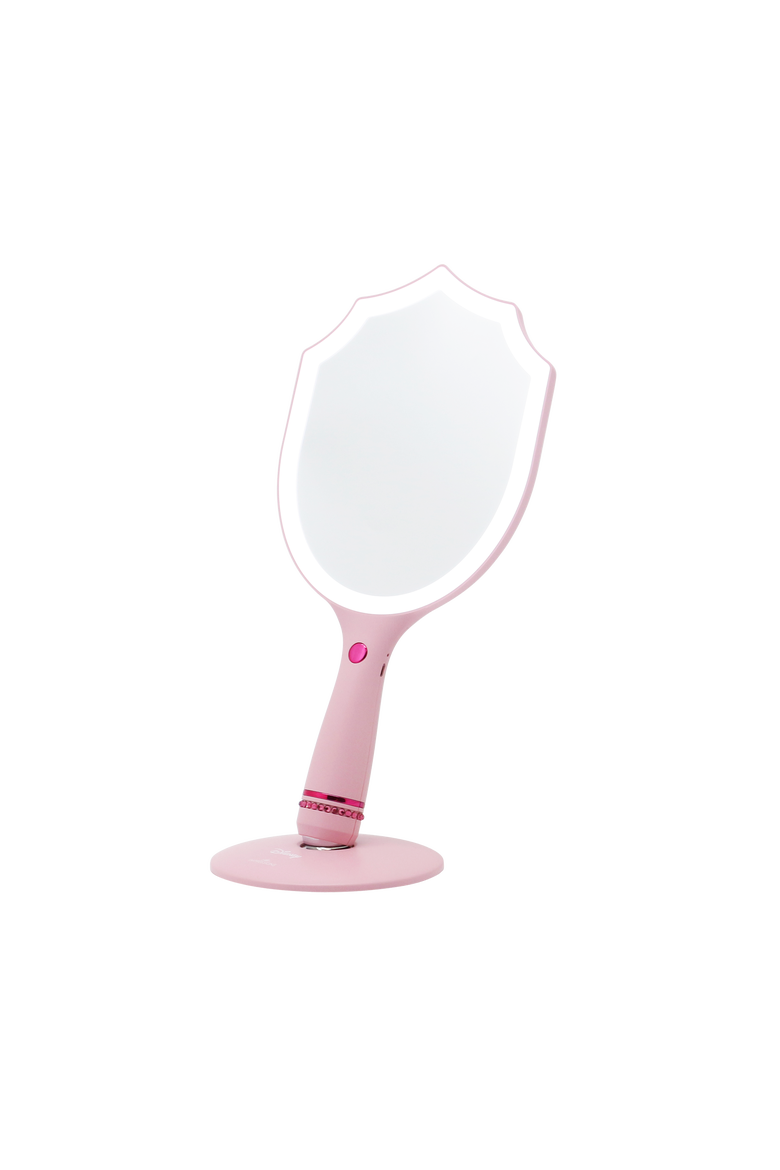 Aurora LED Handheld Makeup Mirror with Standing Base, Alternate, color, Pink