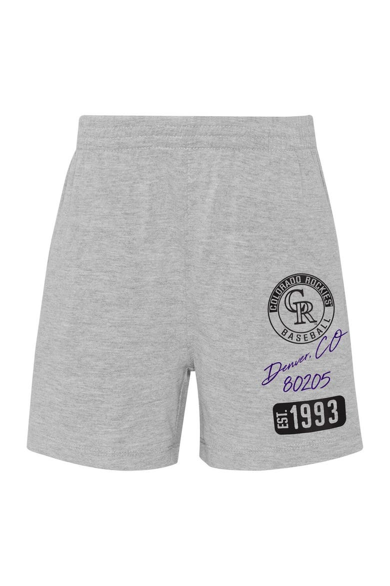 Infant Purple/Heather Gray Colorado Rockies Ground Out Baller Raglan T-Shirt and Shorts Set, Alternate, color, Purple