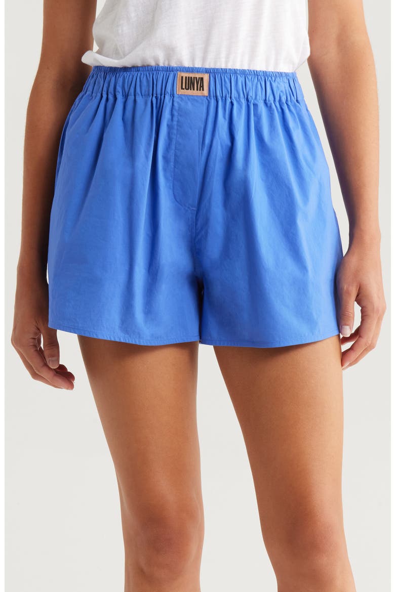 Airy Cotton Boxer Pajama Shorts, Main, color, ATHENIAN BLUE