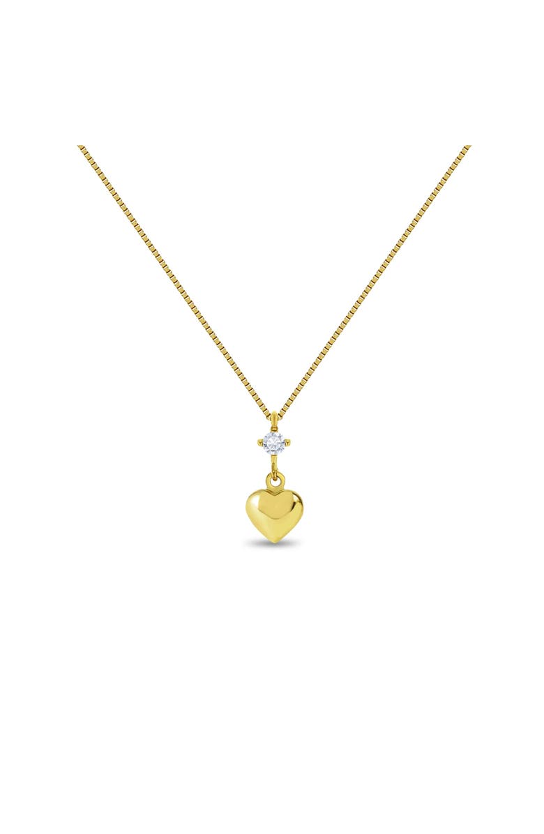 In Season Jewelry 14k CZ Heart Dangle Girls Necklace, Main, color, Gold