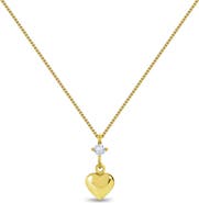 In Season Jewelry 14k CZ Heart Dangle Girls Necklace