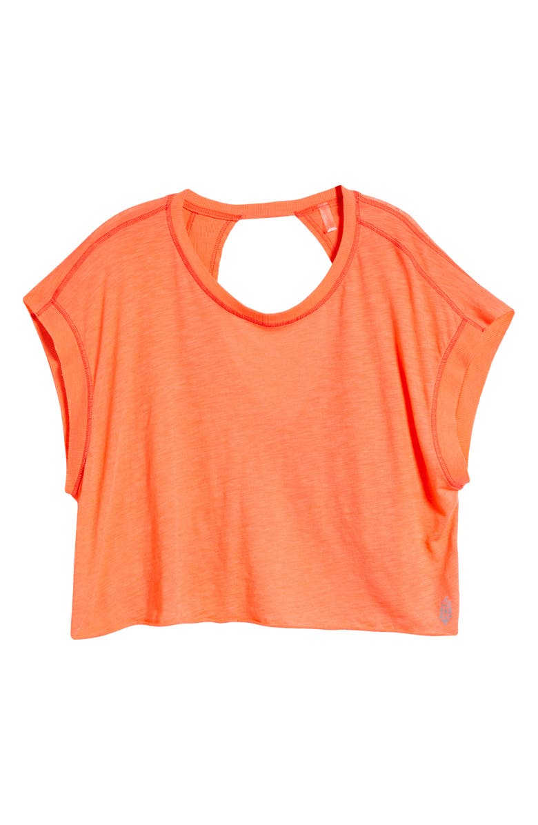 Free People FP Movement My Tee Time Open Back T-Shirt, Alternate, color, Neon Coral